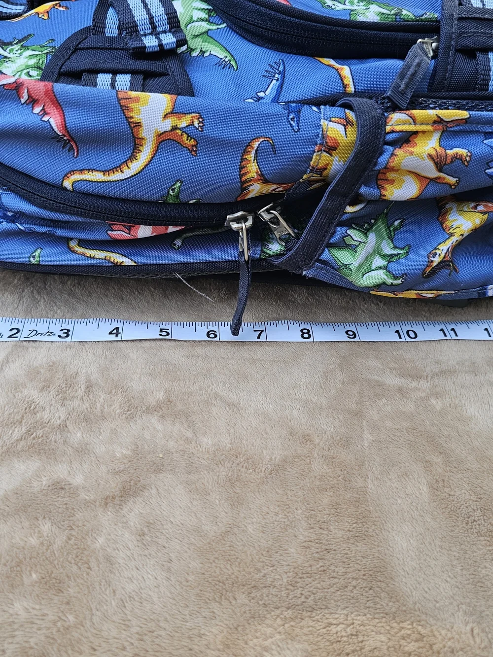 Pottery Barn Kids Blue Backpack with Multicolor Dinosaurs